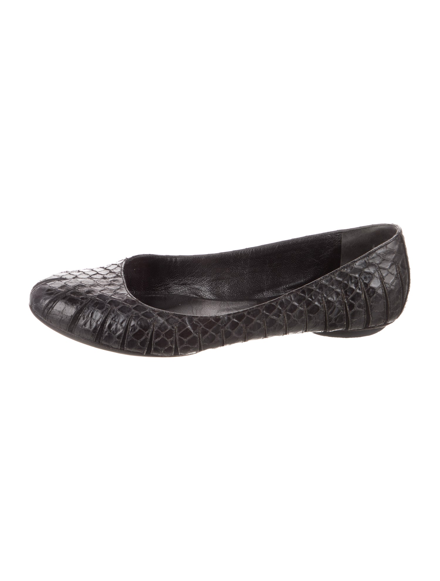 Balenciaga Snakeskin Studded Accents Ballet Flats
